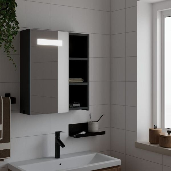 vidaXL Spiegelschrank mit LED-Beleuchtung Schwarz 45x13x52 cm, 357967