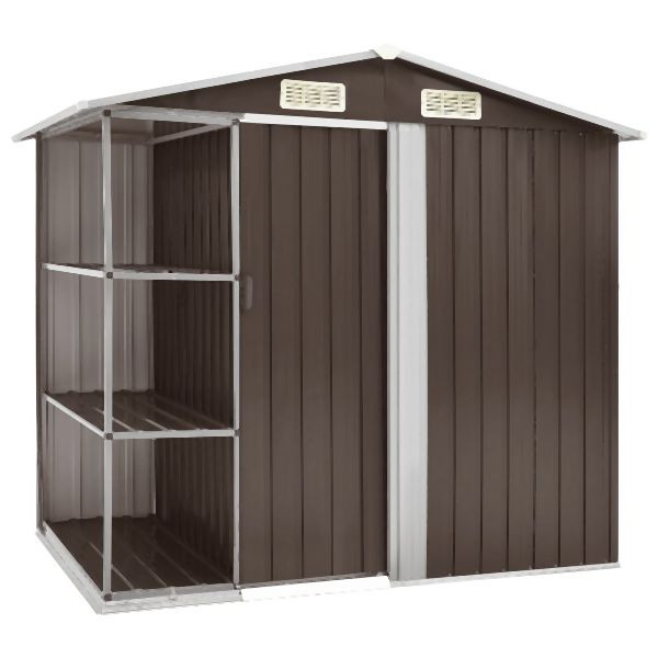 vidaXL Gartenhaus mit Regal Braun 205x130x183 cm Eisen, 47105
