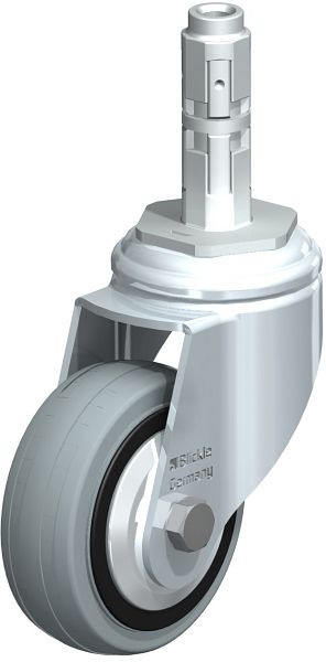 Blickle LKRA-VPA 80K-11-FA-E12 Apparate-Lenkrolle mit Expander, Vollgummi, Grau, 320036