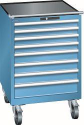 LISTA Schubladenschrank mobil 36x36E (BxTxH) 717x725x1112mm AUTO Lock, Lichtblau, 8 Schubladen, Fronthöhe: 75 - 150 mm, 78.668.010.A
