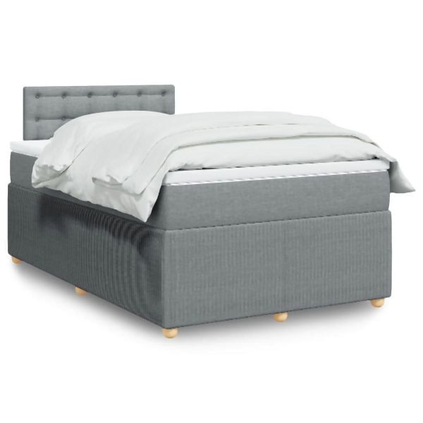 vidaXL Boxspringbett mit Matratze Hellgrau 120x190 cm Stoff, 3289709