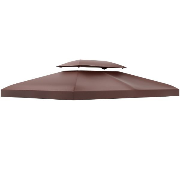 Outsunny Ersatzdach für Metall-Gartenpavillon 3x4 Partyzelt Dach Kaffee, 01-0082