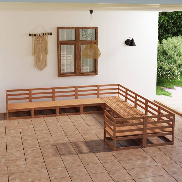 vidaXL 10-teilig Garten-Lounge-Set Massivholz Kiefer, 3076007
