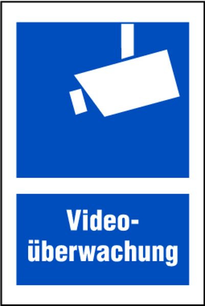 Schilder Klar Kombischild Videoüberwachung, 100x150 mm Folie selbstklebend, 643/60