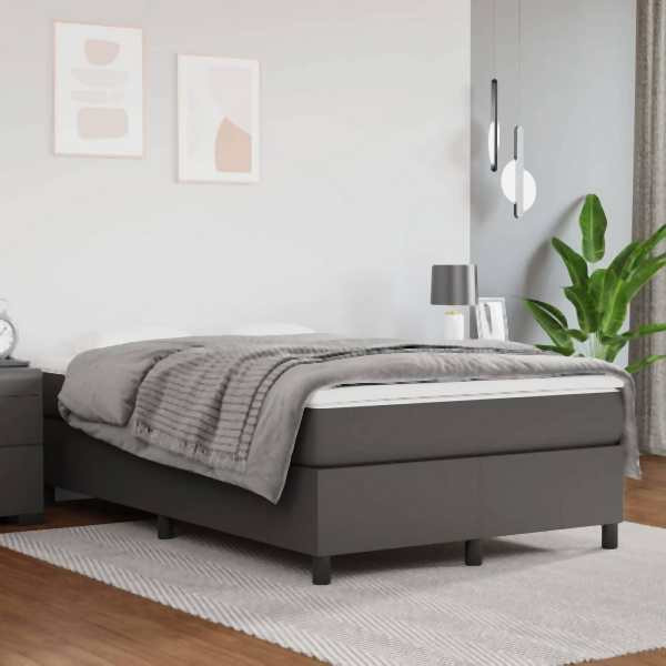vidaXL Boxspringbett mit Matratze Grau 120x200 cm Kunstleder, 3144600