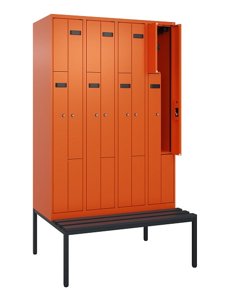 C+P Z-Spind Evolo PLUS, 8 Fächer, 2120x1200x815mm, 2004/2004, Zylinderschloss, Material Sitzfläche Kunststoff, Sitzbank, 0490537-408 S10104