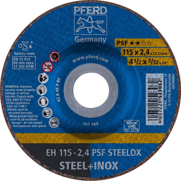 Pferd Trennscheibe EH 115-2,4 PSF STEELOX, VE: 25 Stück, 61740326