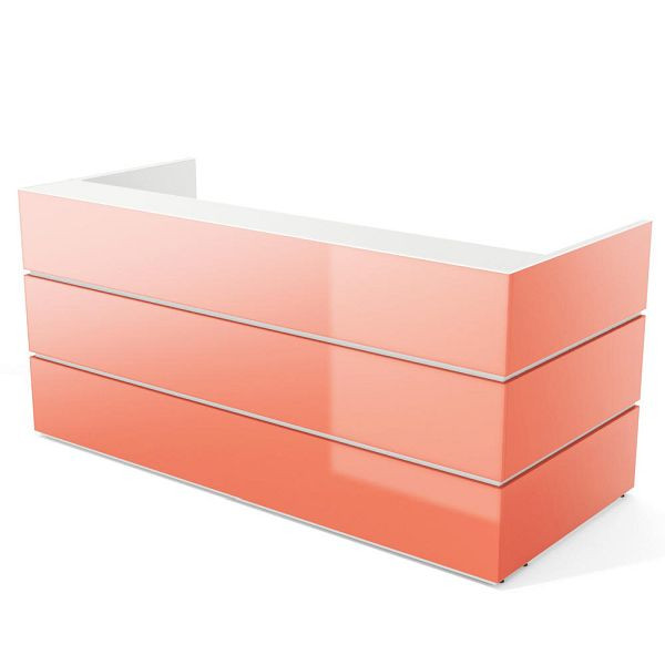 Deskin Theke PEARL, Orange Hochglanz, RAL 2004, B 2400 x T 1050 x H 1120 mm, 288181