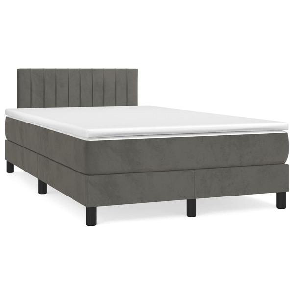 vidaXL Boxspringbett mit Matratze Dunkelgrau 120x190 cm Samt, 3269850