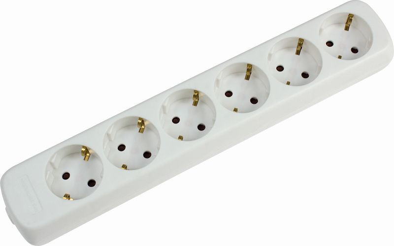 as-Schwabe Steckdosenleiste 6-fach, weiß geschraubt ohne Leitung, zur Wandmontage geeignet, 11711