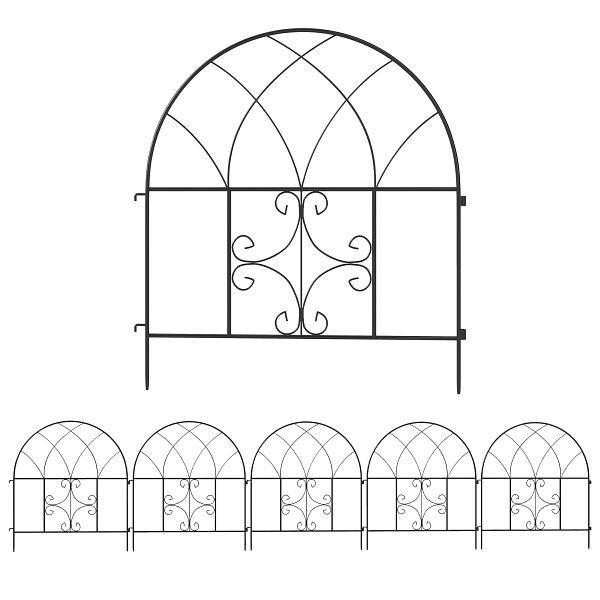 Outsunny Gartenzaun Zaun Stahl 300 cm x 70 cm hoch Dekorativer Gitterzaun Set Zaunelemente Schwarz, 84J-058V00BK