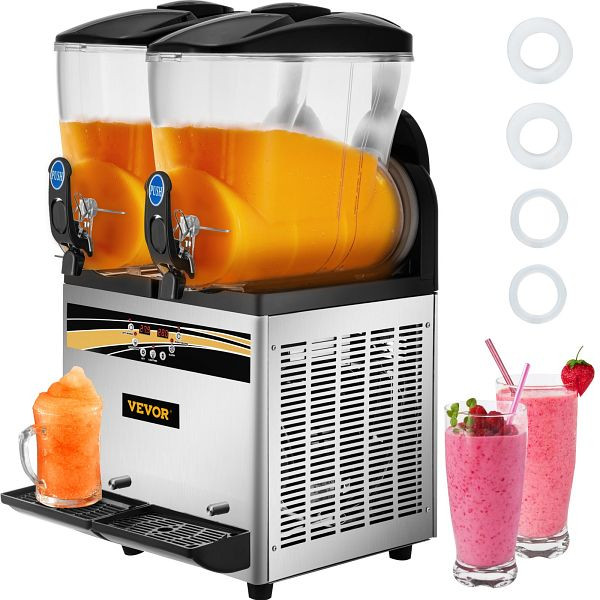 VEVOR Kommerzielle Slusheis Maschine, 2x 15 L Slush Eismaschine 1000 W Slusheis Eismaschine, 43 x 45 x 80 cm, 64 kg, SY15L800W220VF2RYV2