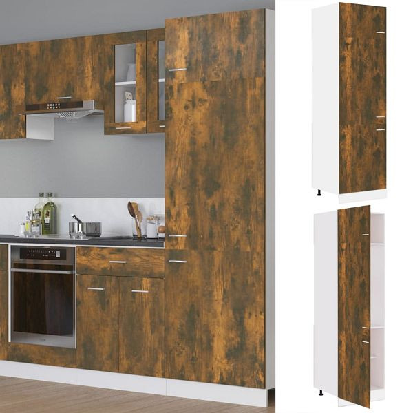 vidaXL Kühlumbauschrank Räuchereiche 60x57x207 cm Holzwerkstoff, 815600