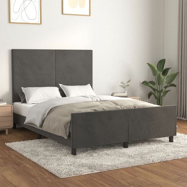 vidaXL Bettgestell mit Kopfteil Dunkelgrau 140x190 cm Samt, 3125630