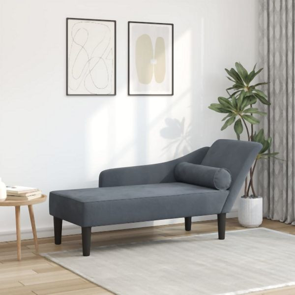 vidaXL Chaiselongue mit Kissen Dunkelgrau Samt, 4007589