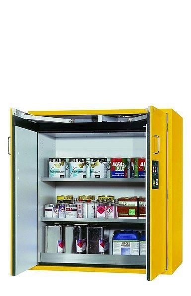 asecos Sicherheitsschrank S-CLASSIC-90, S90.129.120 in sicherheitsgelb RAL 1004 mit 2x Fachboden (Edelstahl), 30121-002-30160