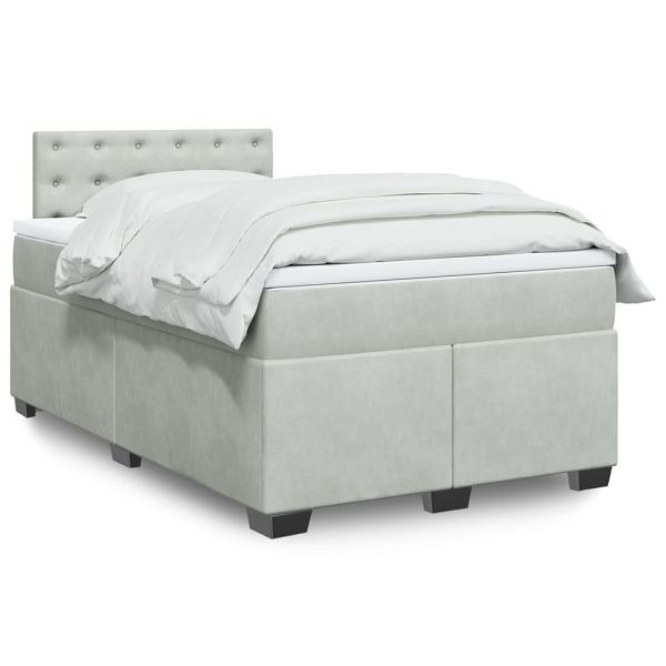 vidaXL Boxspringbett mit Matratze Hellgrau 120x190 cm Samt, 3286270