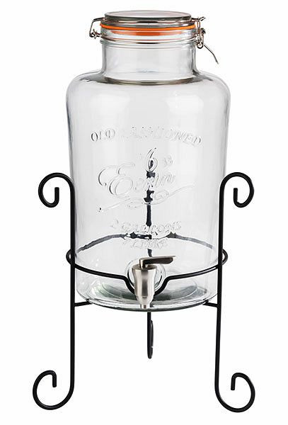 APS Getränkespender, Ø 27 cm, Höhe: 50,5 cm, 7 Liter, Behälter aus Glas, Zapfhahn aus Edelstahl, Gestell aus Metall, schwarz, 10409