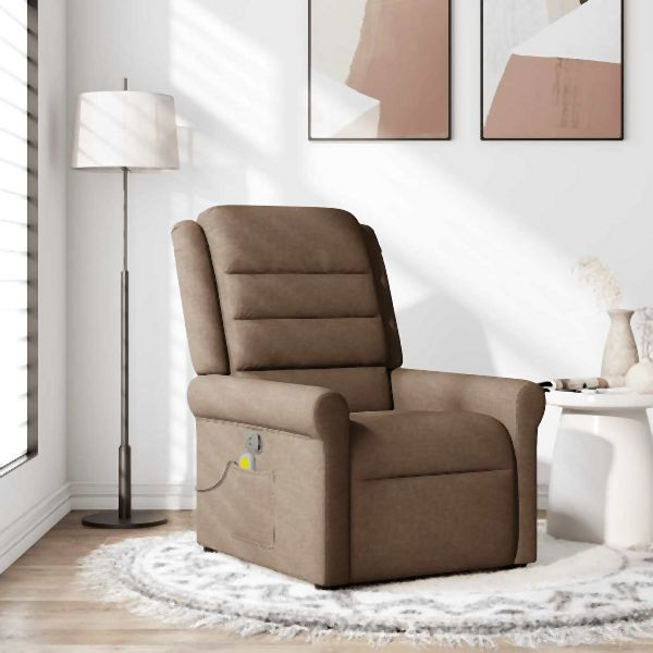 vidaXL Massagesessel Braun Stoff, 4015650, 8721158336569