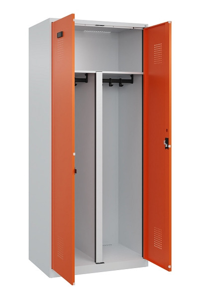 C+P PSA Schwarz-Weiß-Spind Evolo PLUS, 2 Abteile, 1850x800x500mm, 7035/2004, Zylinderschloss, 049002-22P S10029
