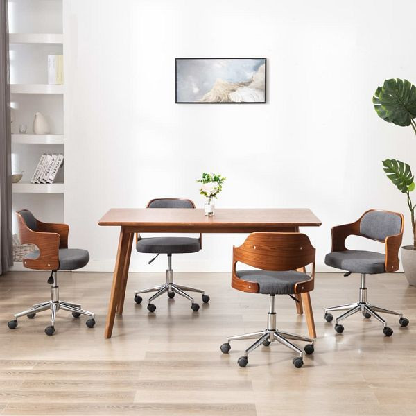 vidaXL Esszimmerstühle 4 Stück Drehbar Grau Bugholz und Stoff, 3054939