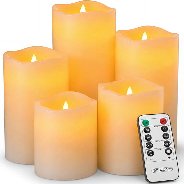 DEUBA LED Echtwachs Kerzen 5er-Set inkl Fernbedienung, 107580