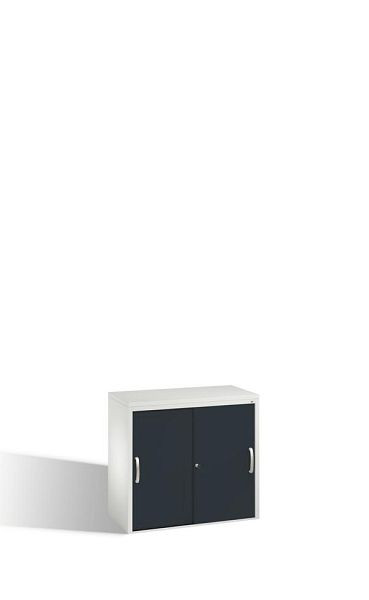 C+P Sideboard mit Schiebetüren Acurado, H720xB800xT400mm, Farbe: Lichtgrau / Schwarzgrau, Bügelgriff, 2 OH, 5722-00 S10124