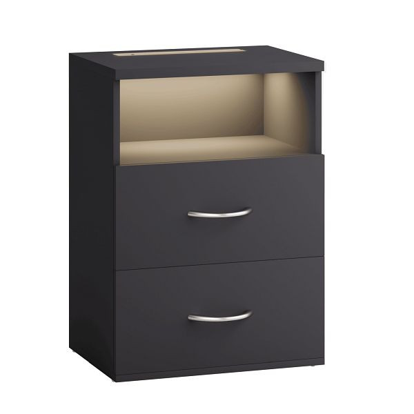 casaria Nachttisch Jamie Anthrazit 55x40x28cm, 109658