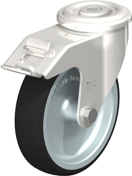 Blickle LEXR-PATH 125G-FI Edelstahl-Lenkrolle mit Rückenloch & Feststeller, Thermoplastisches Polyurethan, Grau, 847103