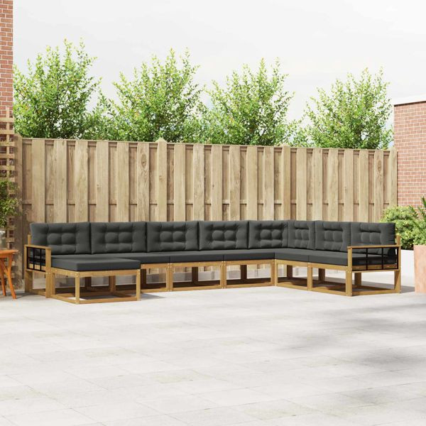 vidaXL Outdoor-Sofagarnitur 8-teilig Weiß und Anthrazit, 3386876