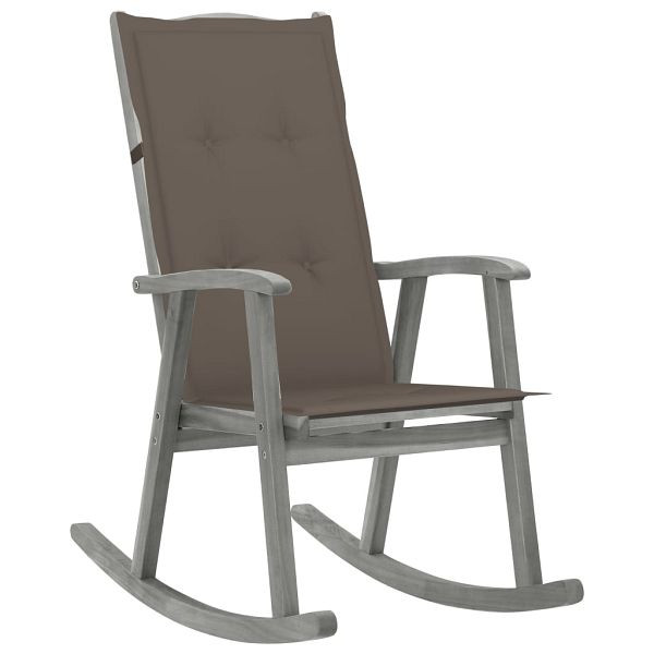 vidaXL Schaukelstuhl mit Auflage Grau Massivholz Akazie, 3064217