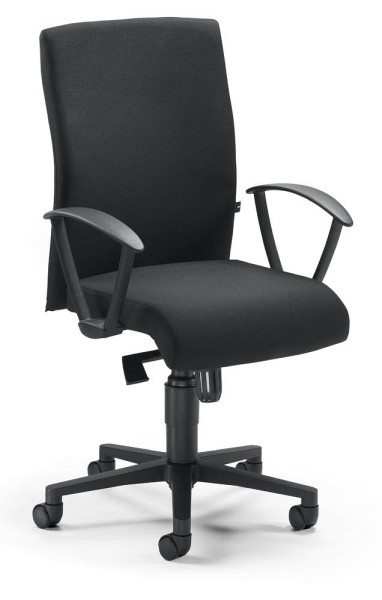 Deskin Bürostuhl PROFI ART mit Armlehnen, Schwarz, 485 x 450 x 1055 mm, Gestell: Schwarz, feste Armlehnen, 330344