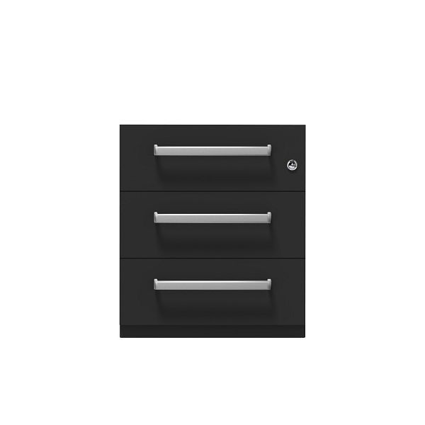 Bisley Rollcontainer Note™, 3 Schubladen, Tiefe 565 mm, Designgriff, 633 schwarz, NWH59M7SSS633