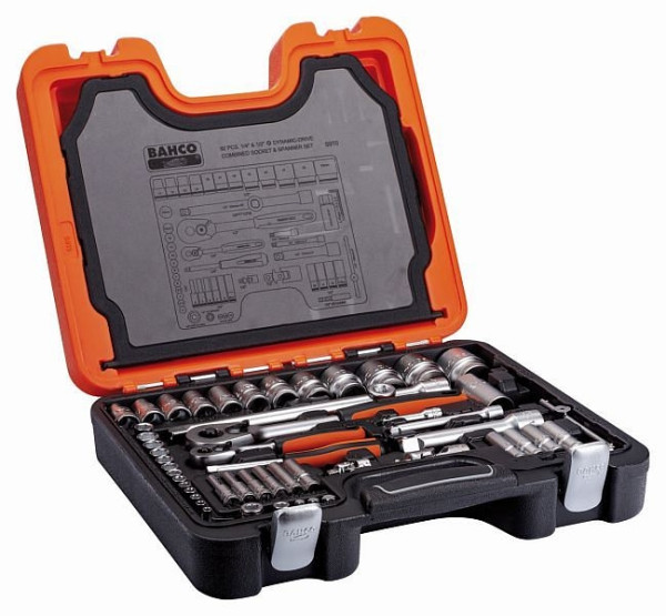 Bahco Steckschlüssel-Satz 1/2"+1/4", 91-teilig, S910, 7314150104000
