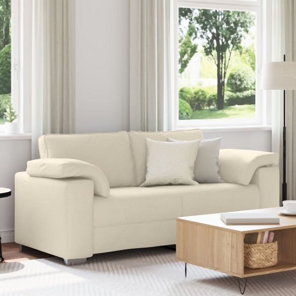 vidaXL Sofa Beige Polyester 2,5-Sitzer Abnehmbare Bezüge Sofa, 4105236
