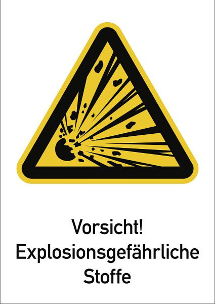 Moedel Vorsicht! Explosionsgefährliche Stoffe ISO 7010, Kombischild, Kunststoff, 210x297mm, 98986
