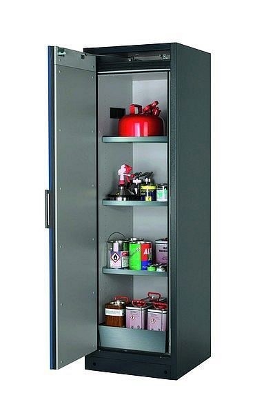 asecos Sicherheitsschrank Q-CLASSIC-90, Q90.195.060 in enzianblau RAL 5010 mit 3x Fachboden (Edelstahl), 30072-047-30081