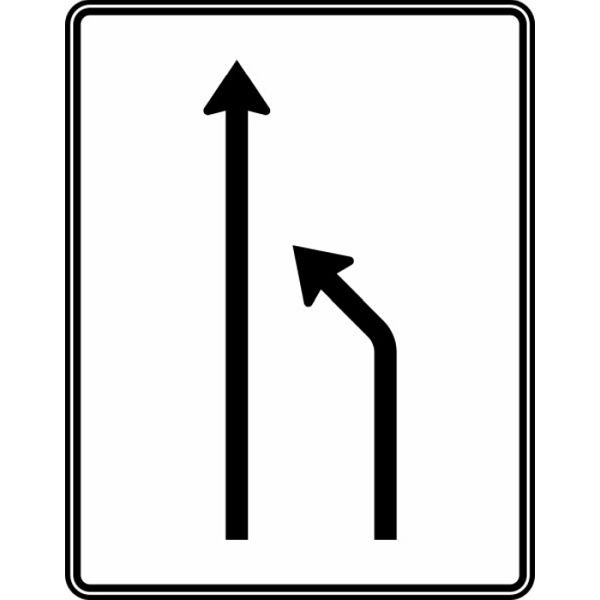 Stein HGS Einengungstafel ohne Gegenverkehr, Einzug rechts und noch 1 Fahrstreifen, RA1/Alform, ohne Entfernungsangabe, 1600x1250mm, 531-10-112