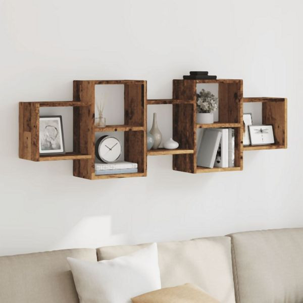 vidaXL Wandregal Altholz-Optik 129x18x42 cm Holzwerkstoff, 853225