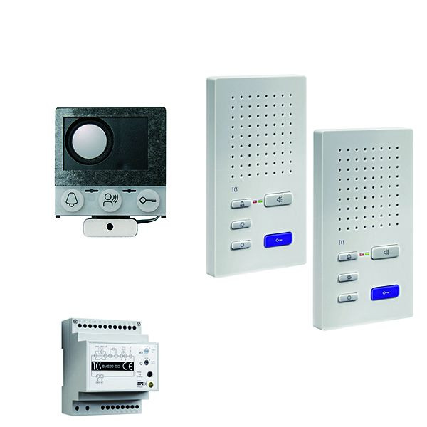 TCS audio:pack Einbau für 2 Wohneinheiten, mit Einbaulautsprecher ASI12000 + 3x Freisprecher ISW3030 + Steuergerät BVS20, PAIF020/004