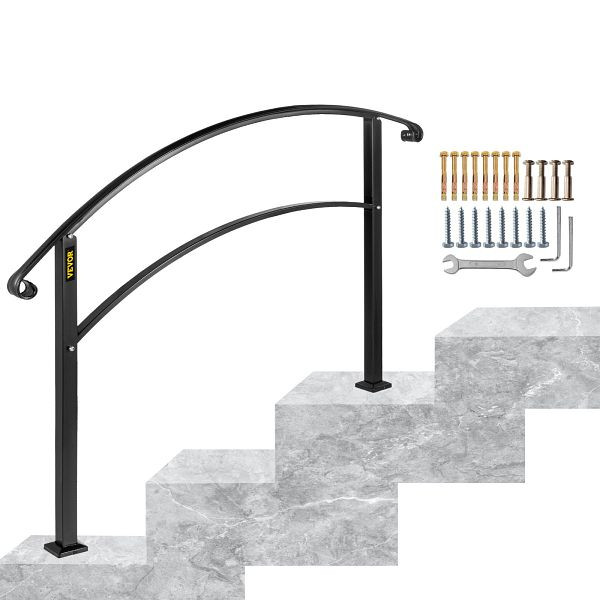 VEVOR 3FT Verstellbarer Treppenhandlauf Schwarz Eisen 3 Stufen Stabil Stilvoll Dekoration Wohnen, 3FTHWTYFSBLACK001V0