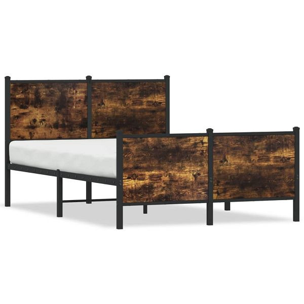 vidaXL Bettgestell mit Kopf- und Fußteil Metall Räuchereiche 120x200cm, 4007683