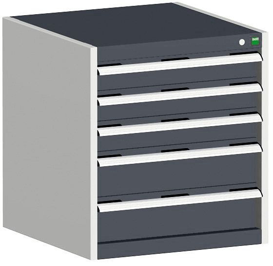 bott cubio Schubladenschrank bestückt mit 5 Schubladen BxTxH: 650 x 525 x 700 mm, RAL 7035/7016, 40011043.19V