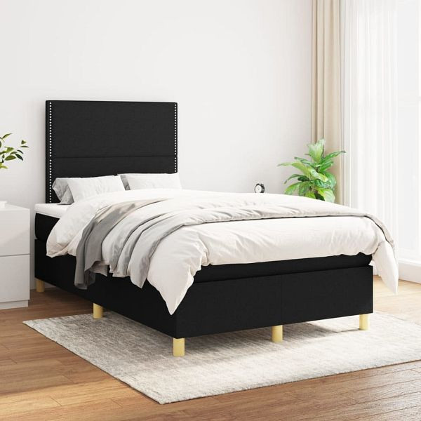 vidaXL Boxspringbett mit Matratze Schwarz 120x200 cm Stoff, 3142243