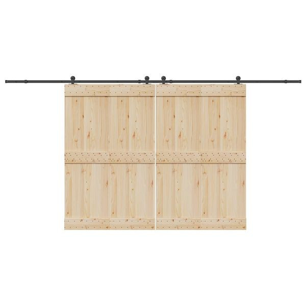 vidaXL Schiebetürbeschlag-Set 427 cm Stahl Schwarz, 3295784
