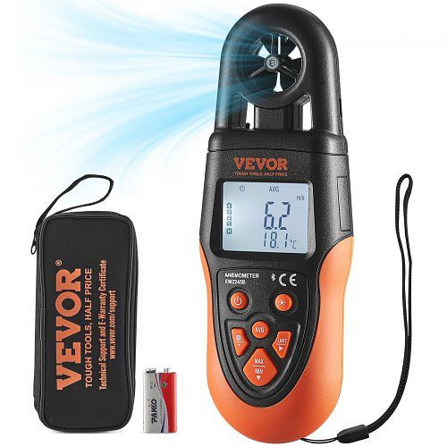 VEVOR Anemometer 78,4MPH Luftgeschwindigkeitsmesser 191x67x43mm IP44 Windmesser MAX/MIN/AVG Bluetooth, YTSFSJ6ZFSBXYMGCMV9