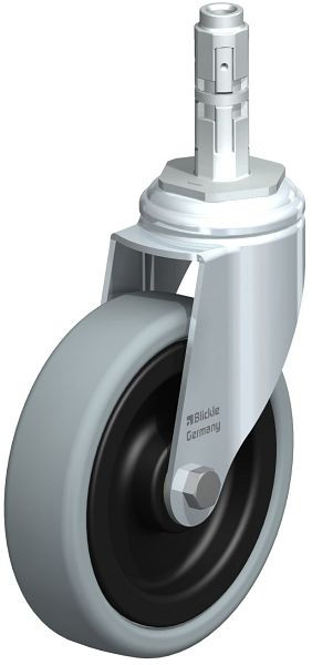 Blickle LKRA-VPA 126K-11-E12 Apparate-Lenkrolle mit Expander, Vollgummi, Grau, 334763