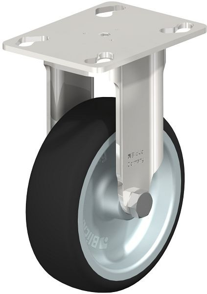 Blickle BKPXA-PATH 101G Edelstahl-Apparate-Bockrolle mit Anschraubplatte, Thermoplastisches Polyurethan, Grau, 847067