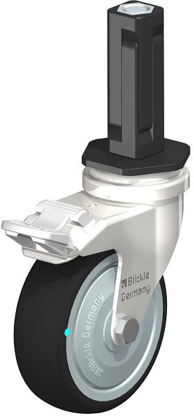 Blickle LRXA-PATH 75KD-FI-FK-EXV02 Edelstahl-Apparate-Lenkrolle mit Expander & Feststeller, Thermoplastisches Polyurethan, Grau, 853371