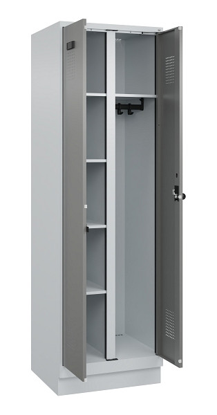 C+P Wäsche-/Garderobenspind Evolo PLUS, mit Sockel, 2 Abteile, 1950x600x500mm, 7, 0005000 RDS Stahlgrau, Drehriegel, 049620-20 S10014